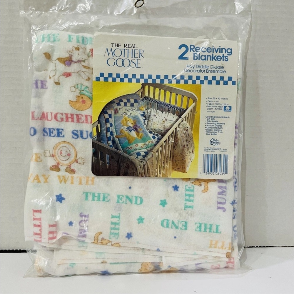 Baby Receiving Blankets Mother Goose 30X40” Hey Diddle Diddle Decorator Ensemble